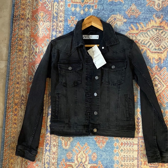 NWT ZARA Black Denim Jacket - Picture 3 of 4
